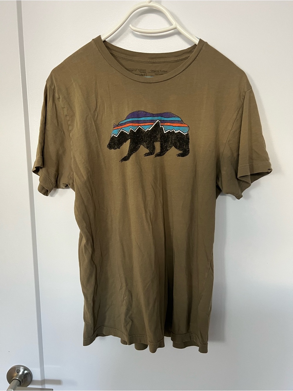 Patagonia Men's Olive Graphic Bear T-Shirt - Casual Crew Neck